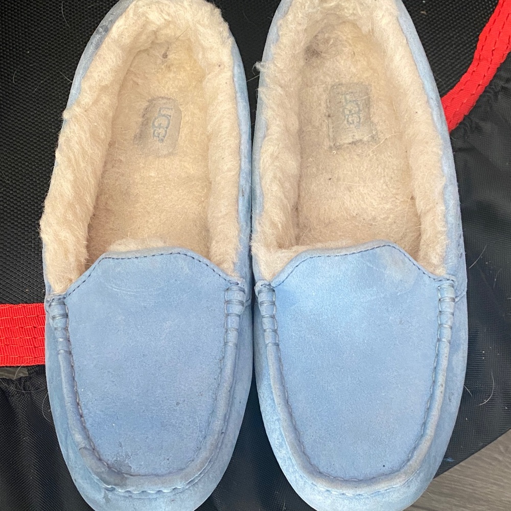 UGG Light Blue Suede Slippers